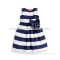 Custom summer season cute baby girls sleeveless stripe woven party dress boutique clothing